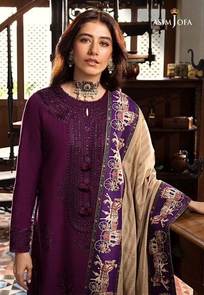 ASIM JOFA -3pc Unstitched Dhanak Chikankari Embroidered Suit DF-1666