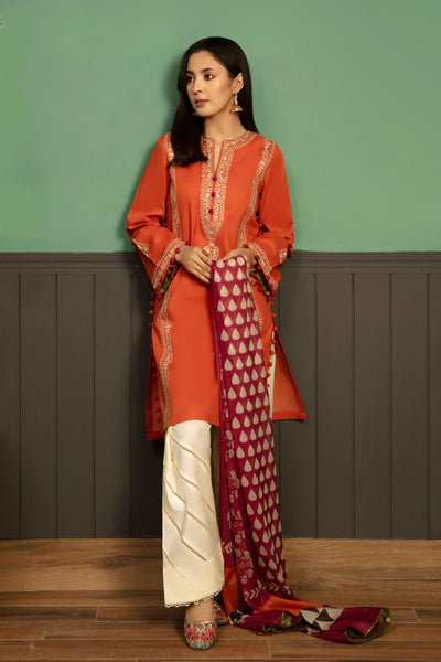 KOKUM -3PC UNSTITCHED DHANAK EMBROIDERED SUIT DF-3717