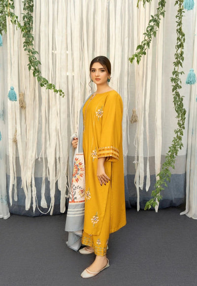 URGE -3PC DHANAK EMBROIDERED SUIT DF-4885