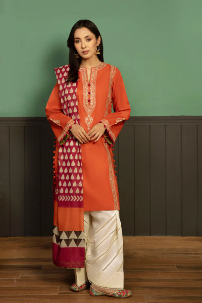 KOKUM -3PC UNSTITCHED DHANAK EMBROIDERED SUIT DF-3717