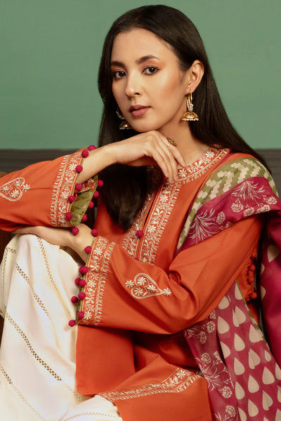 KOKUM -3PC UNSTITCHED DHANAK EMBROIDERED SUIT DF-3717