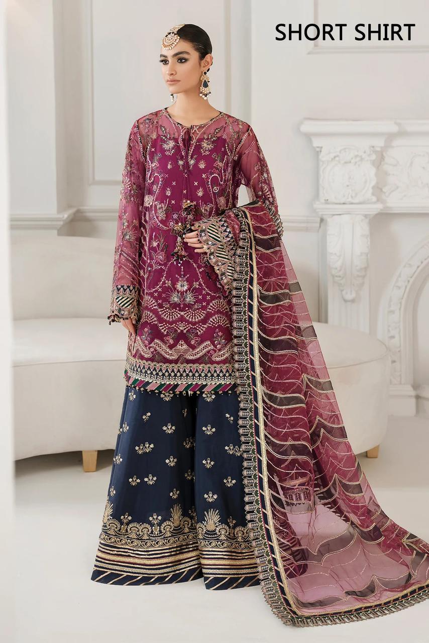 BAROQUE FESTIVE COLLECTION -3PC UNSTITCHED LUXURY NET EMBROIDERED SUIT DF-469