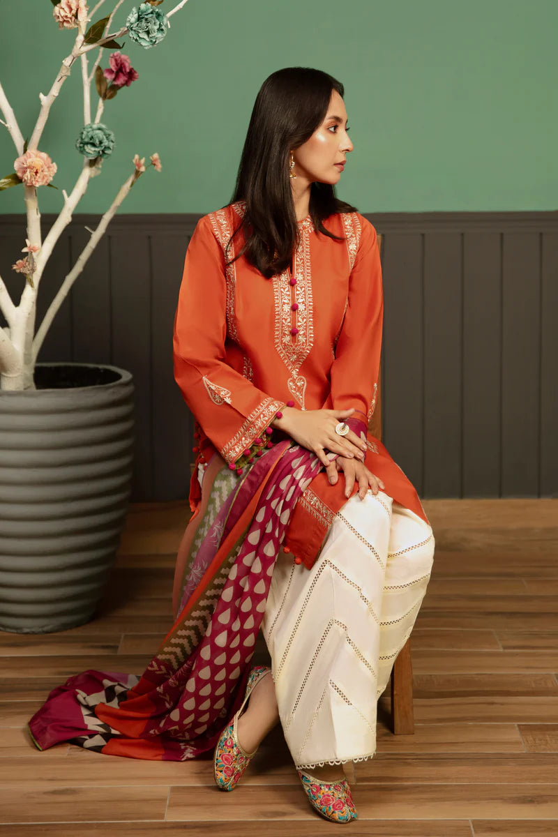 KOKUM -3PC UNSTITCHED DHANAK EMBROIDERED SUIT DF-3717