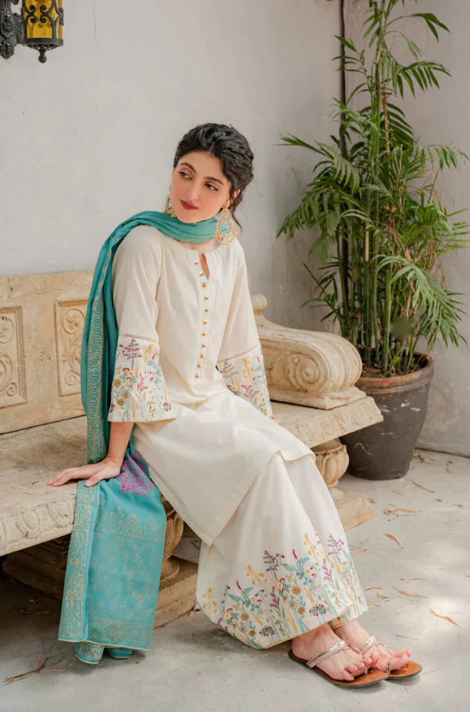 AISLING -3PC UNSTITCHED DHANAK EMBROIDERED SUIT DF-3472