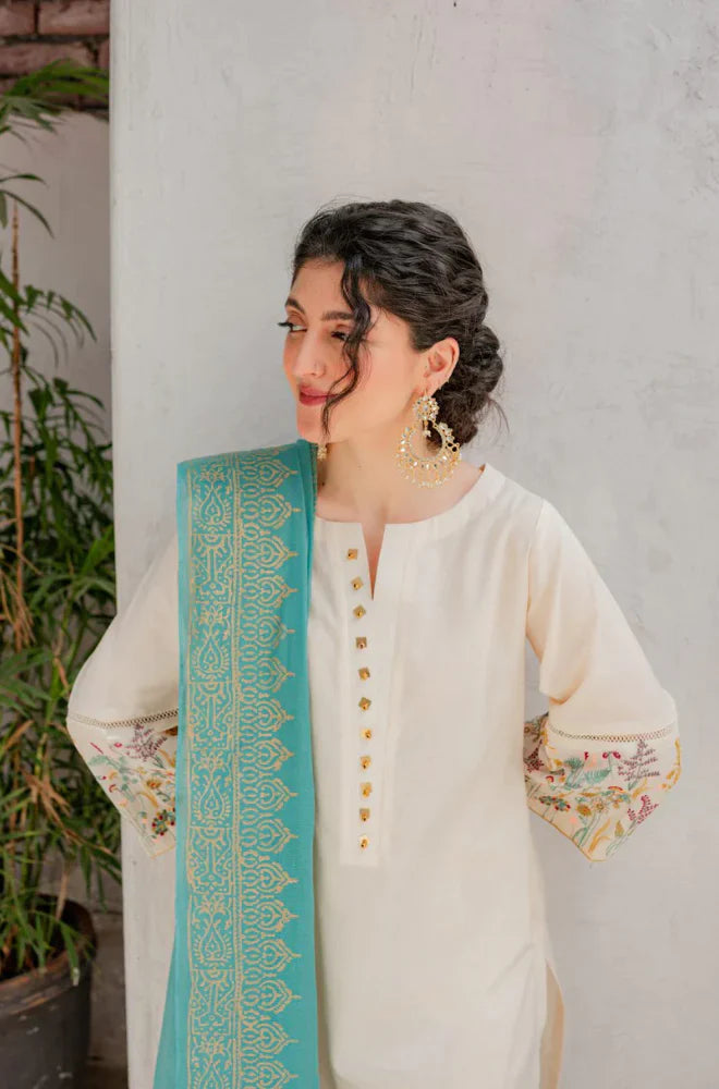 AISLING -3PC UNSTITCHED DHANAK EMBROIDERED SUIT DF-3472