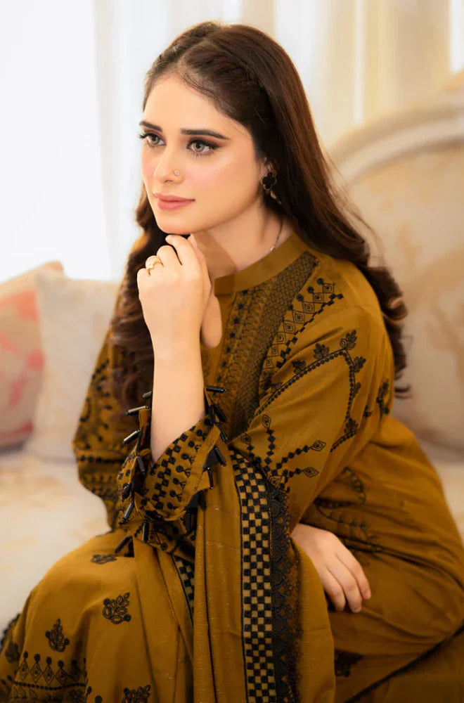 LIBAAS By MARIA.B -Unstitch 3PC Dhanak Embroidered Suit DF-8721