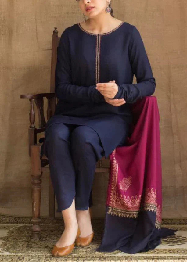 URGE -3PC DHANAK EMBROIDERED SUIT DF-1672