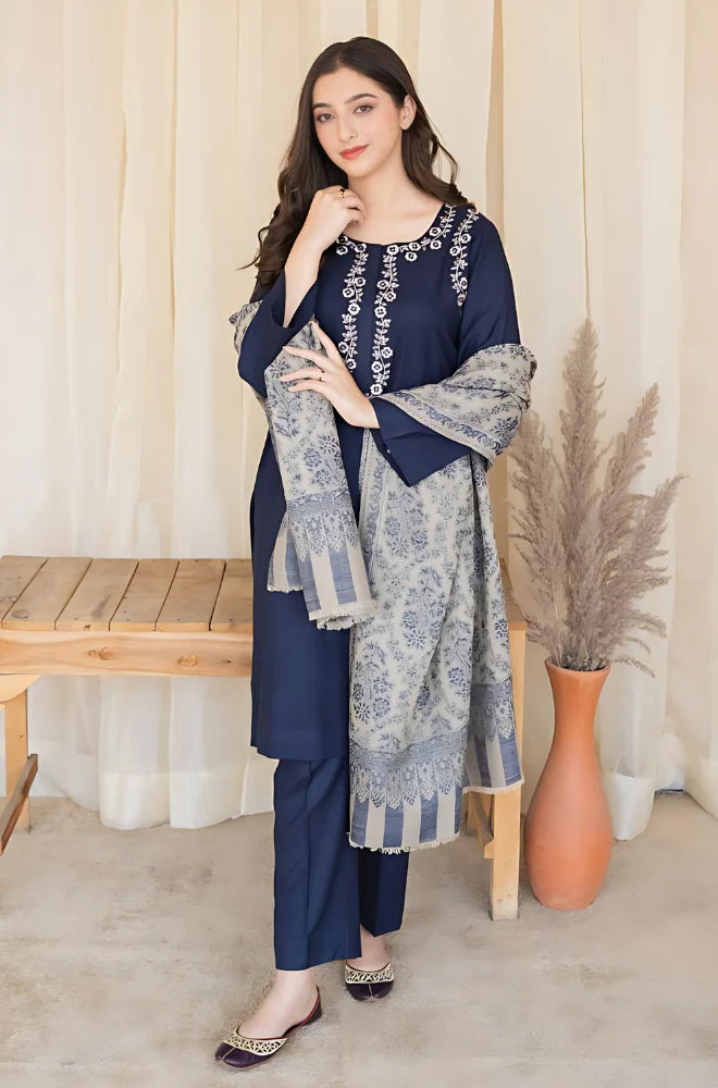 AISLING -3PC UNSTITCHED DHANAK EMBROIDERED SUIT DF-2846