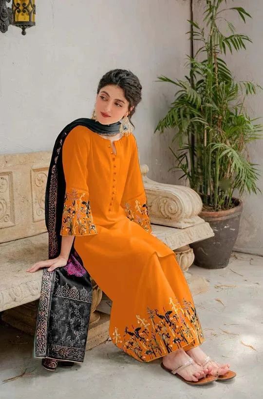 AISLING -3PC UNSTITCHED DHANAK EMBROIDERED SUIT DF-3473
