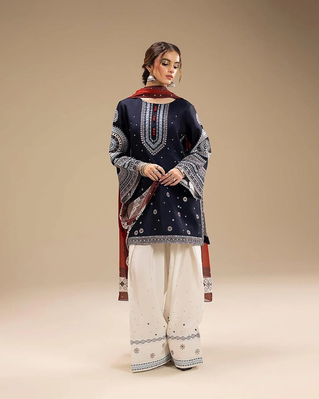 JAZMIN - Unstitch Winter 3PC Dhanak Embroidered Suit- DF-9272
