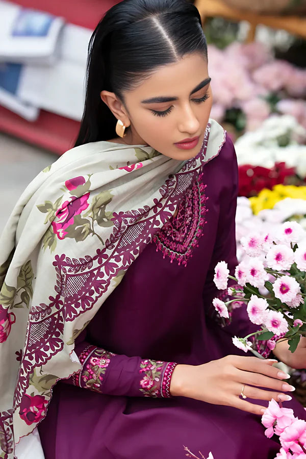 SAPPHIRE -3PC UNSTITCHED DHANAK EMBROIDERED SUIT DF-3672
