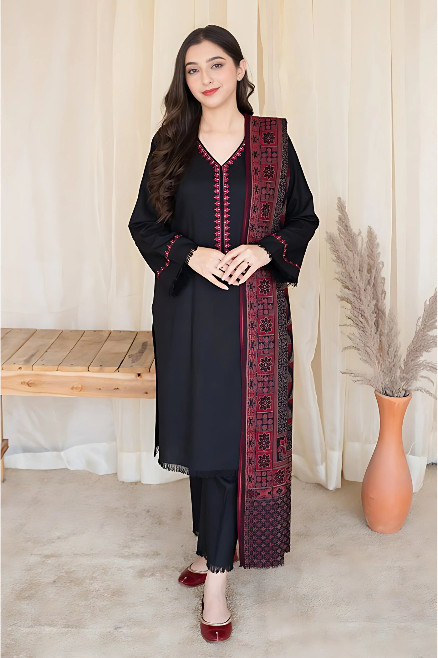 AISLING -3PC DHANAK EMBROIDERED SUIT DF-3729