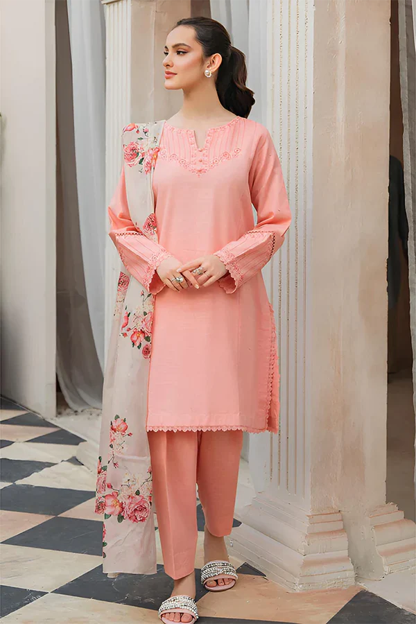 Baroque -3PC DHANAK EMBROIDERED SUIT DF-3872