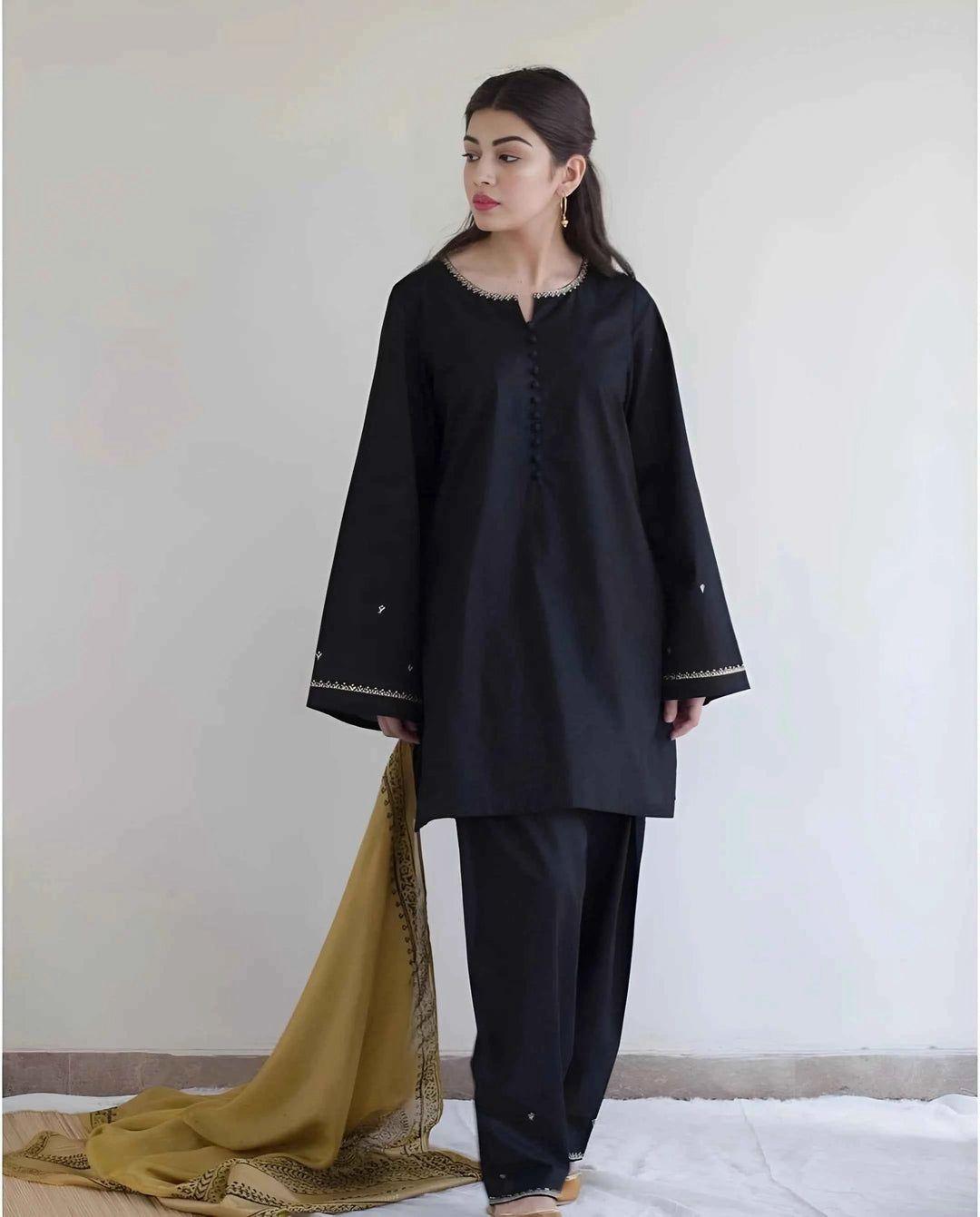 AISLING -3PC DHANAK EMBROIDERED SUIT DF-2543