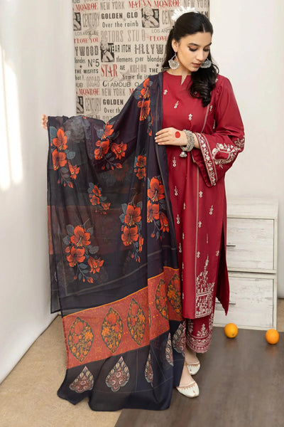 URGE -3PC DHANAK EMBROIDERED SUIT DF-4572