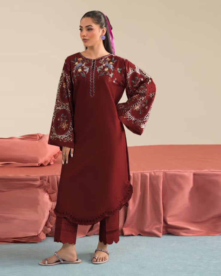VANIYA -2PC UNSTITCHED DHANAK EMBROIDERED SUIT DF-112