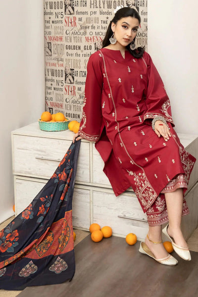 URGE -3PC DHANAK EMBROIDERED SUIT DF-4572