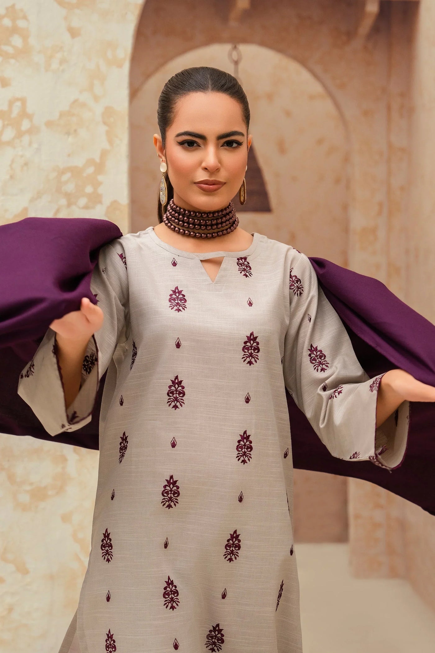 AISLING -3PC UNSTITCHED DHANAK EMBROIDERED SUIT DF-2266