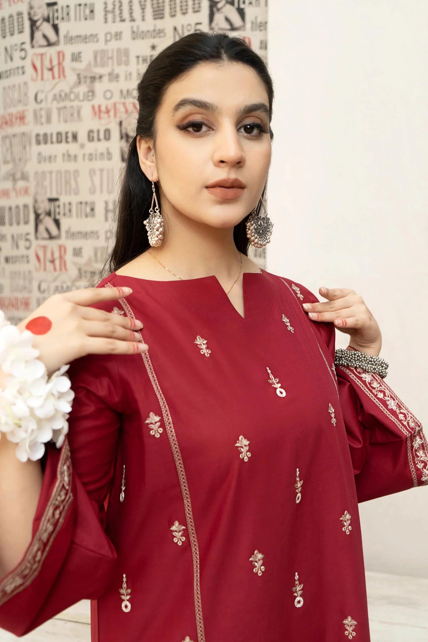 URGE -3PC DHANAK EMBROIDERED SUIT DF-4572