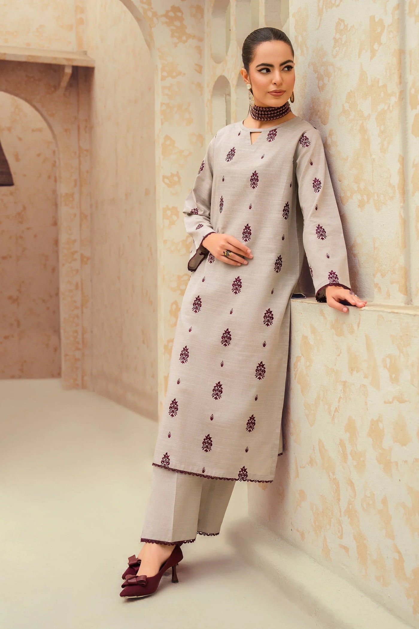AISLING -3PC UNSTITCHED DHANAK EMBROIDERED SUIT DF-2266