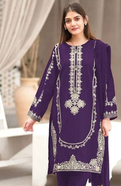 ASILING -2PC UNSTITCHED DHANAK EMBROIDERED SUIT DF-203