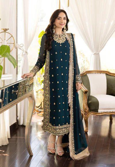 ASIMJOFA -3PC UNSTITCHED EMBROIDERED CHIFFON UNSTITCHED DF-4990