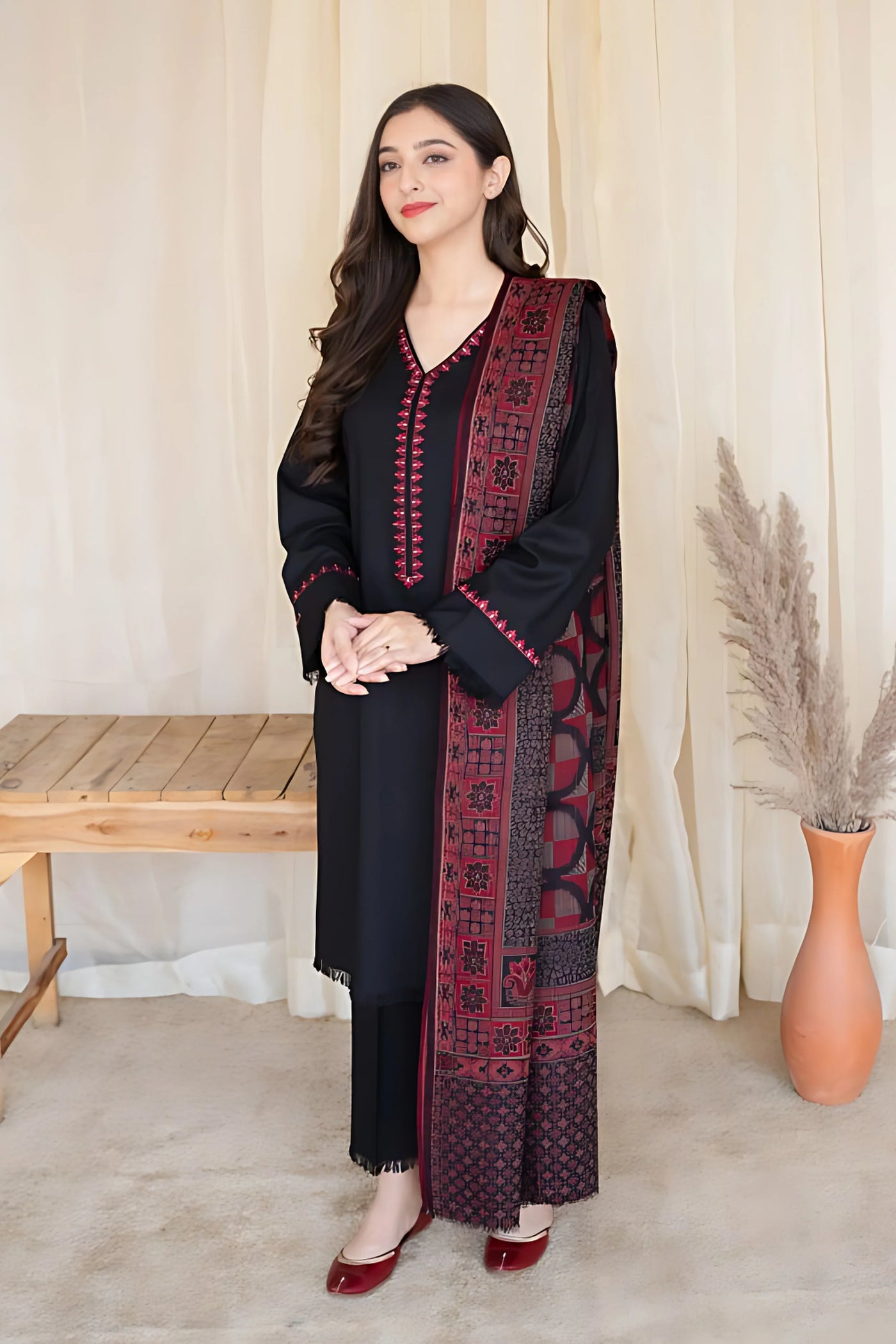AISLING -3PC DHANAK EMBROIDERED SUIT DF-3729