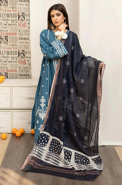 COCO BY ZARA SHAHJAHAN -3PC DHANAK EMBROIDERED SUIT DF-1551
