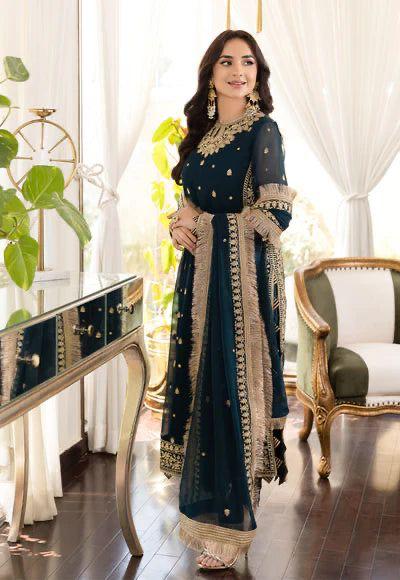 ASIMJOFA -3PC UNSTITCHED EMBROIDERED CHIFFON UNSTITCHED DF-4990