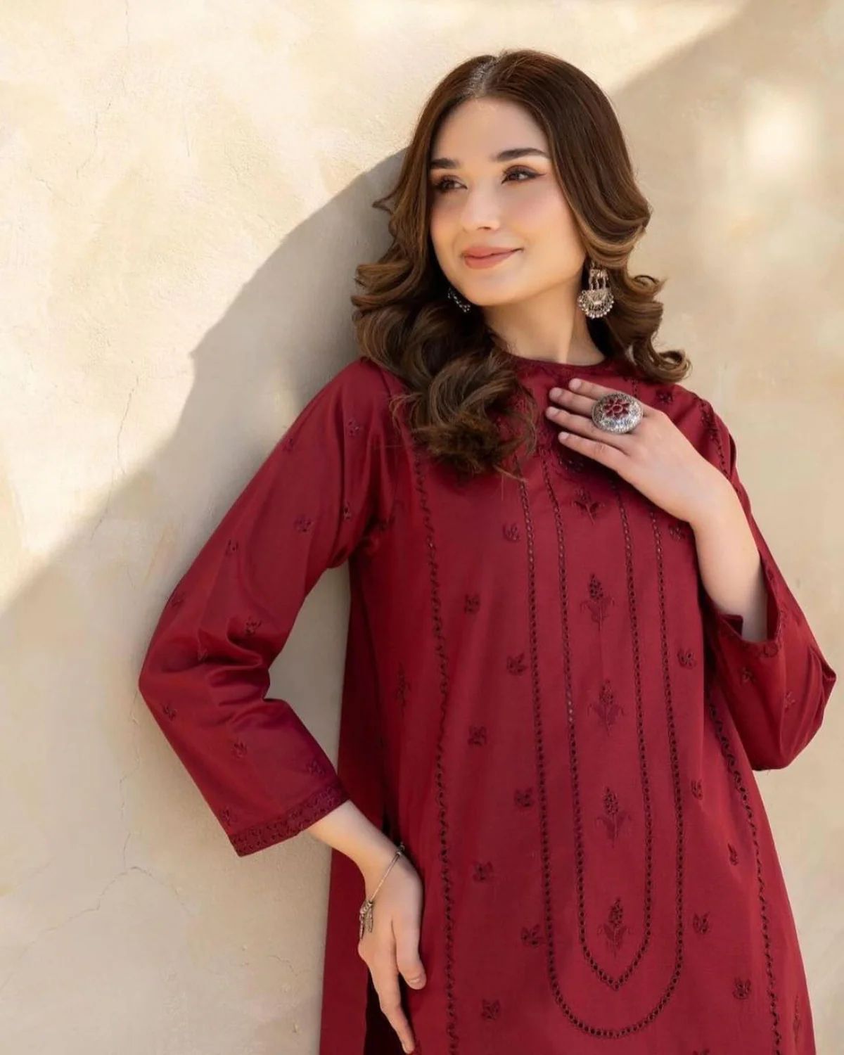 URGE -2pc Unstitched Dhanak Chikankari Embroidered Suit DF-555