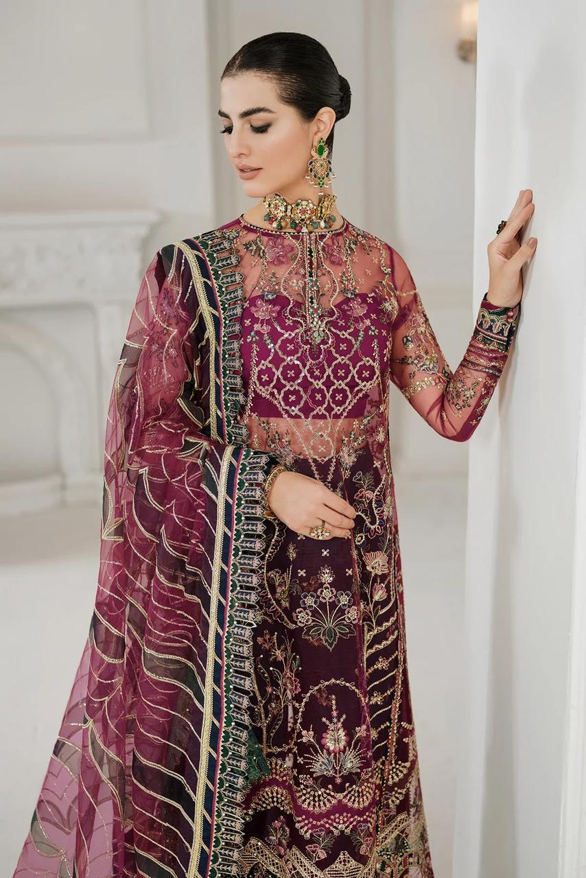 BAROQUE FESTIVE COLLECTION -3PC UNSTITCHED LUXURY NET EMBROIDERED SUIT DF-469