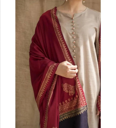 DYOT -3PC DHANAK EMBROIDERED SUIT DF-1854