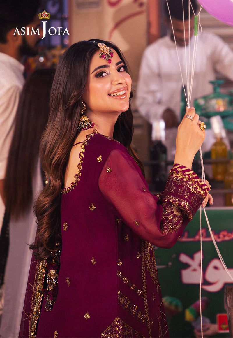 ASIM JOFA -3PC UNSTITCHED LUXURY CHIFFON EMBROIDERED SUIT DF-1832