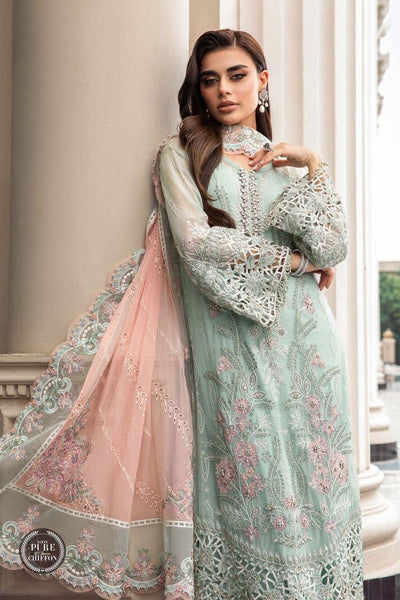 MARIA.B -3PC UNSTITCHED PREMIUM CHIFFON EMBROIDERED SUIT DF-652