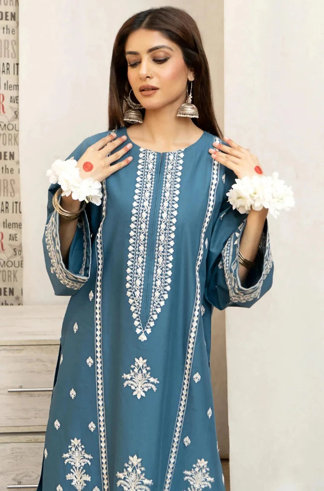 COCO BY ZARA SHAHJAHAN -3PC DHANAK EMBROIDERED SUIT DF-1551