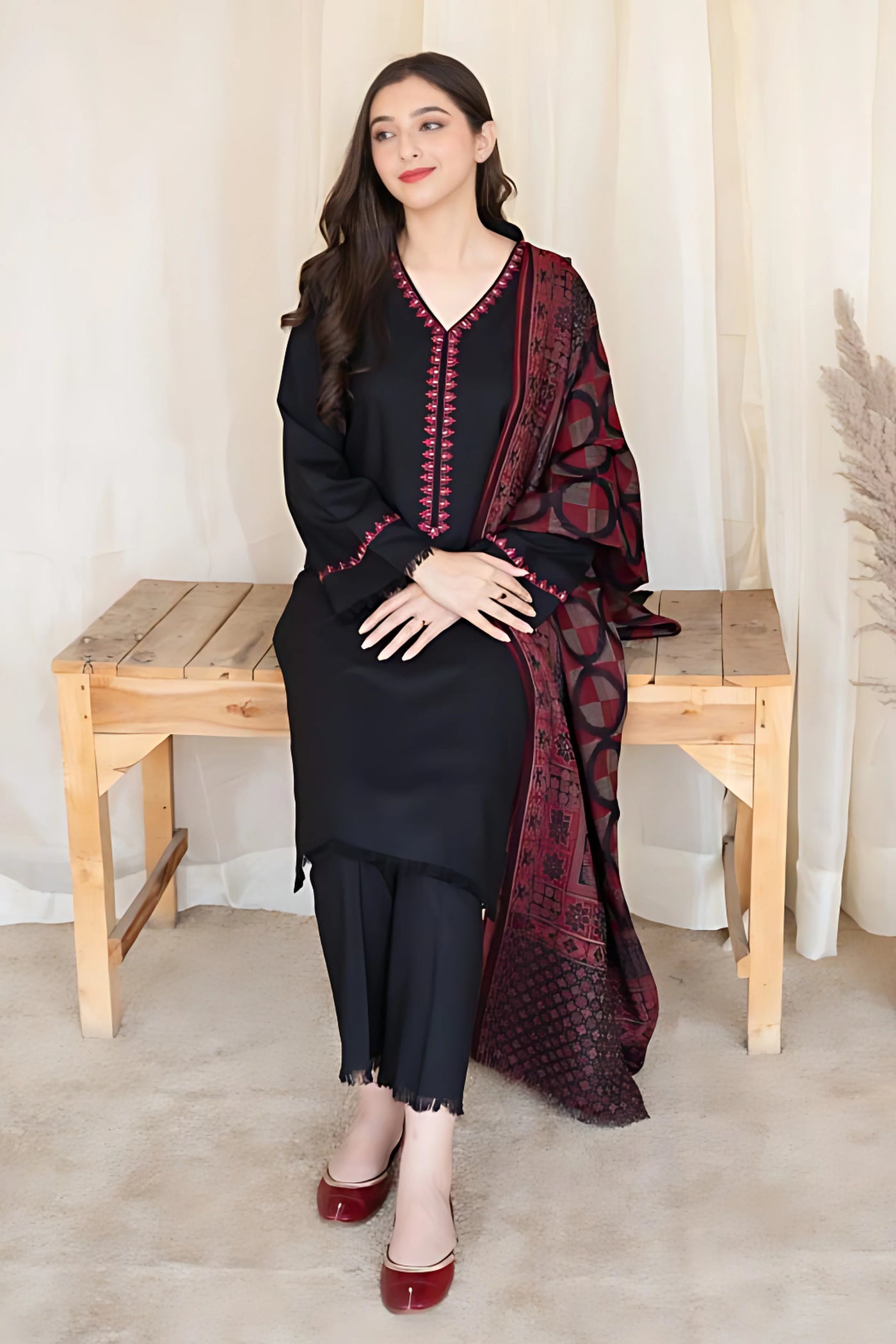 AISLING -3PC DHANAK EMBROIDERED SUIT DF-3729