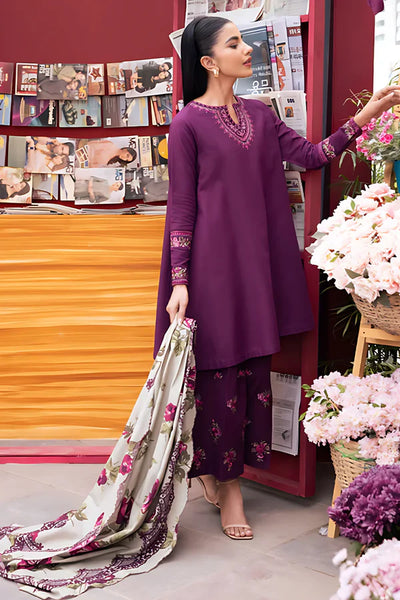 SAPPHIRE -3PC UNSTITCHED DHANAK EMBROIDERED SUIT DF-3672