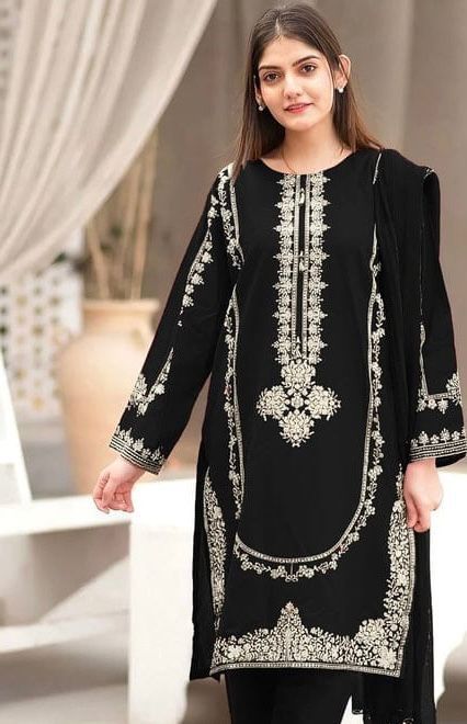 ASILING -2PC UNSTITCHED DHANAK EMBROIDERED SUIT DF-201