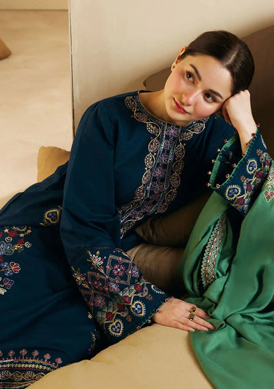 ZARA SHAHJAHAN - 3PC DHANAK EMBROIDERED SUIT DF-1290