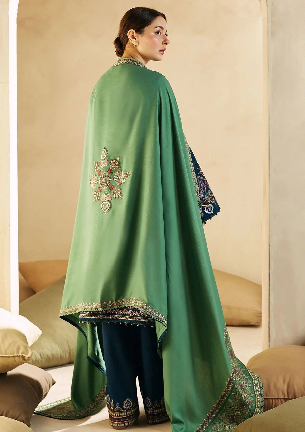 ZARA SHAHJAHAN - 3PC DHANAK EMBROIDERED SUIT DF-1290