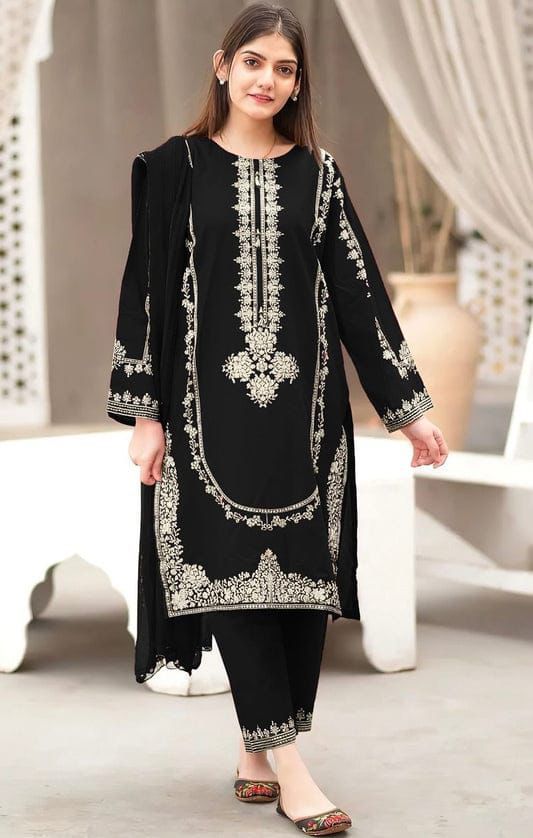 ASILING -2PC UNSTITCHED DHANAK EMBROIDERED SUIT DF-201