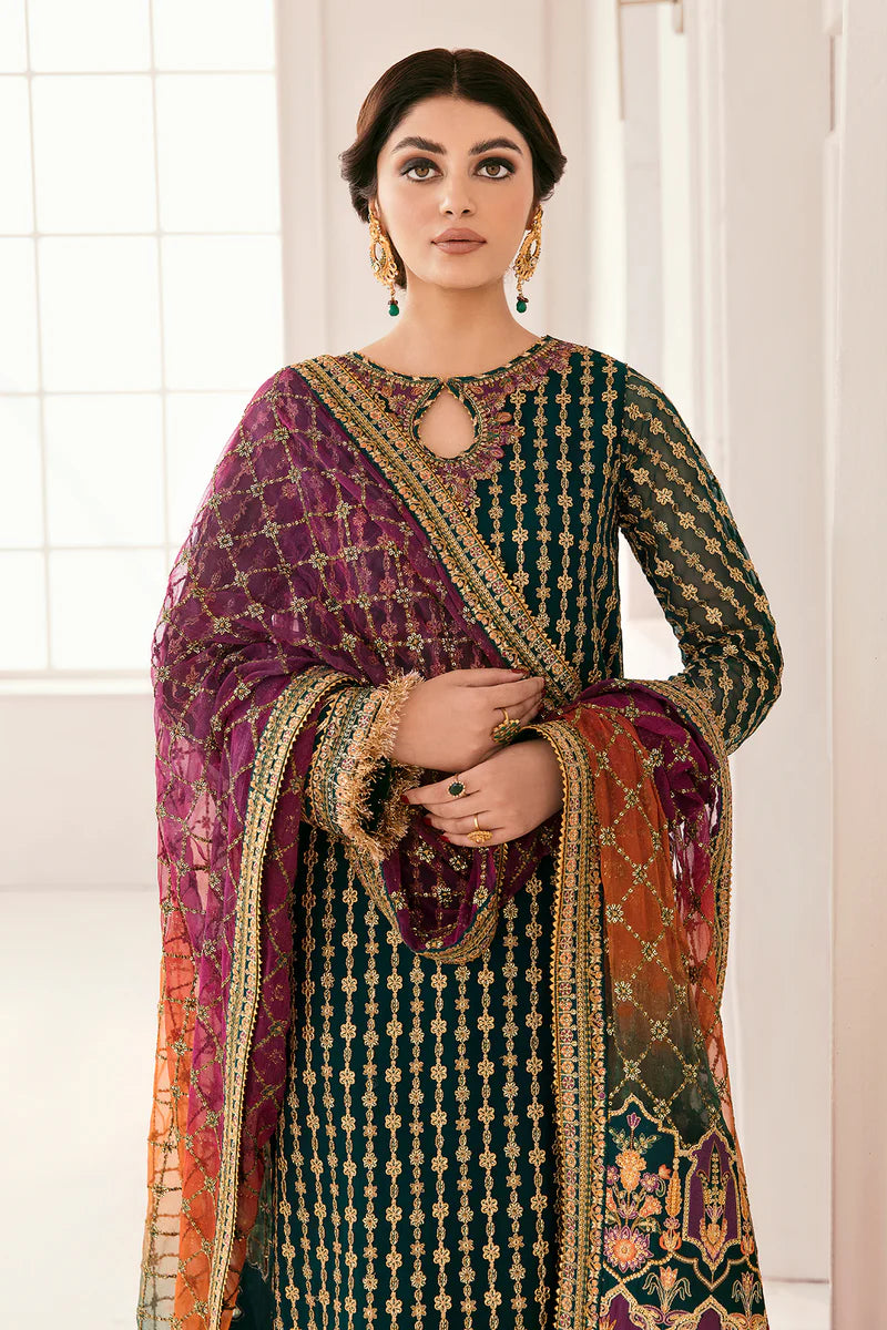 BAROQUE -3PC UNSTITCHED LUXURY EMBROIDERED CHIFFON UNSTITCHED DF-4582