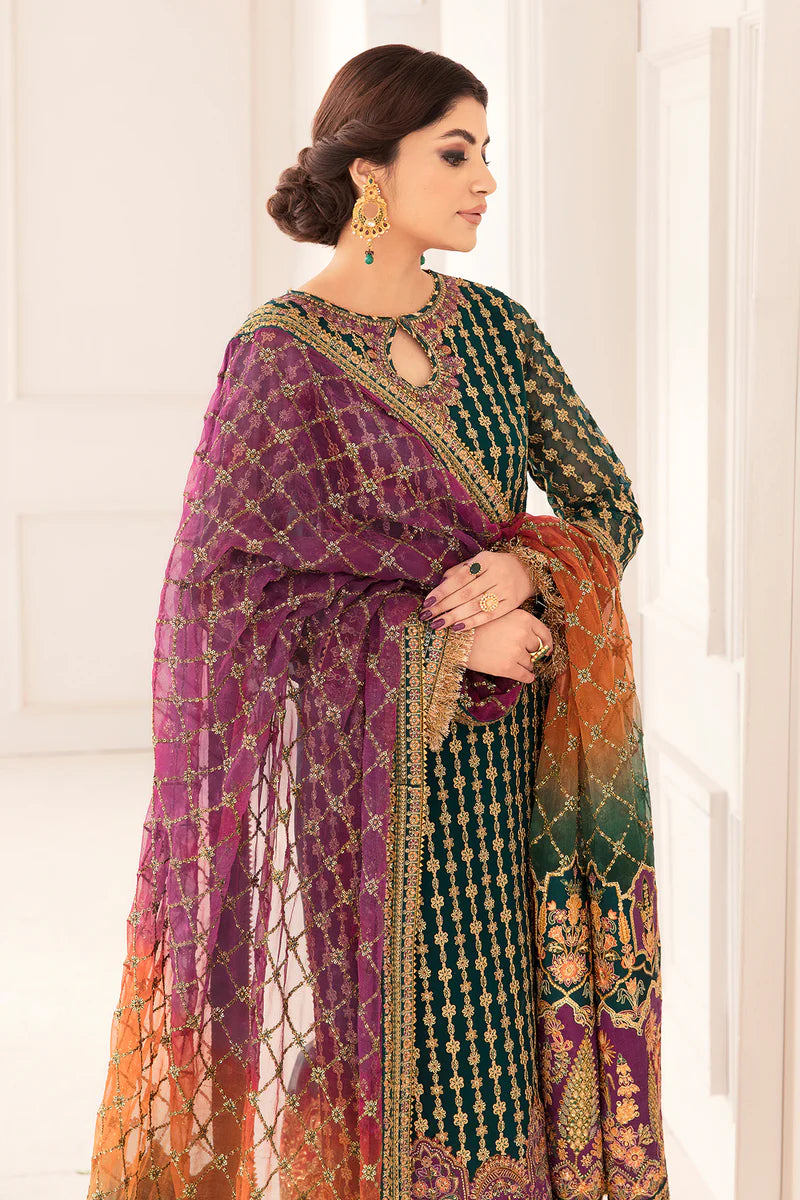 BAROQUE -3PC UNSTITCHED LUXURY EMBROIDERED CHIFFON UNSTITCHED DF-4582