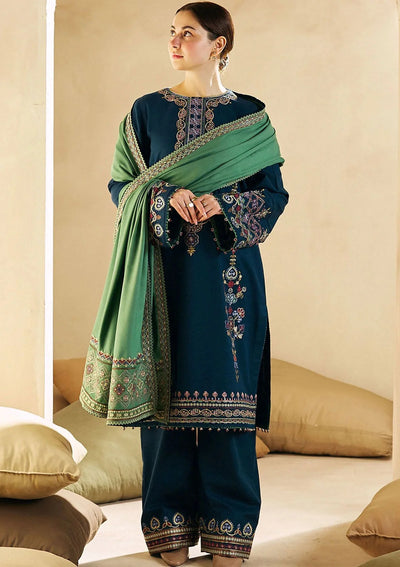 ZARA SHAHJAHAN - 3PC DHANAK EMBROIDERED SUIT DF-1290