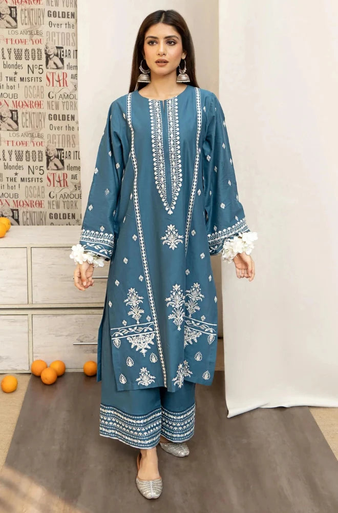 COCO BY ZARA SHAHJAHAN -3PC DHANAK EMBROIDERED SUIT DF-1551