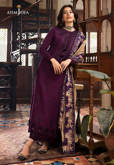 ASIM JOFA -3pc Unstitched Dhanak Chikankari Embroidered Suit DF-1666