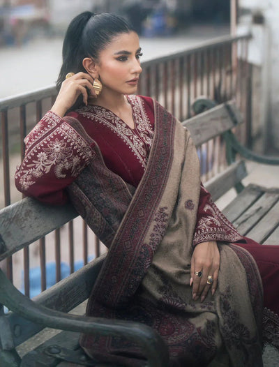 IZEL -3PC UNSTITCHED DHANAK EMBROIDERED SUIT DF-2315