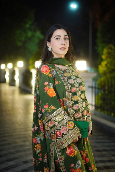AHMOZI PRESENTING BY ANEELAS COLLECTION  -WINTER 3PC LUXURY SHAMOZ SILK  DF-115