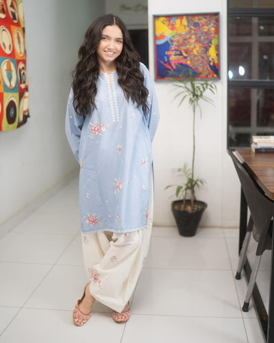 URGE -2PC UNSTITCHED DHANAK EMBROIDERED SUIT DF-463