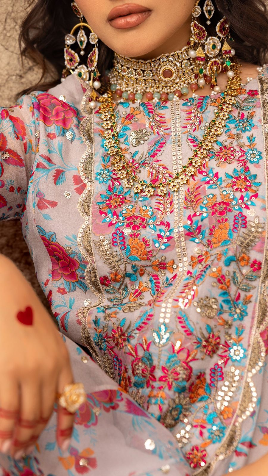CHARIZMA -3PC UNSTITCHED LUXURY CHIFFON EMBROIDERED SUIT DF-1578